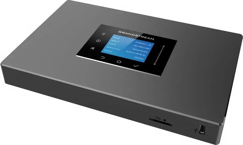 Grandstream UCM6302 VoIP PBX, 1000 uživ., 150 soub. hov., videokonf. 20úč., 2xFXO, 2xFXS porty
