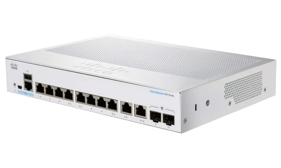 Cisco switch CBS250-8T-E-2G (8xGbE,2xGbE/SFP combo,fanless)