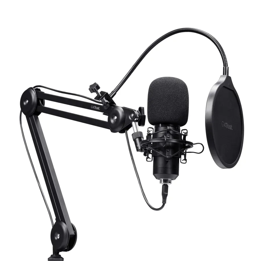 TRUST mikrofon GXT270 Emita II s nastavitelným ramenem, USB-C, černá
