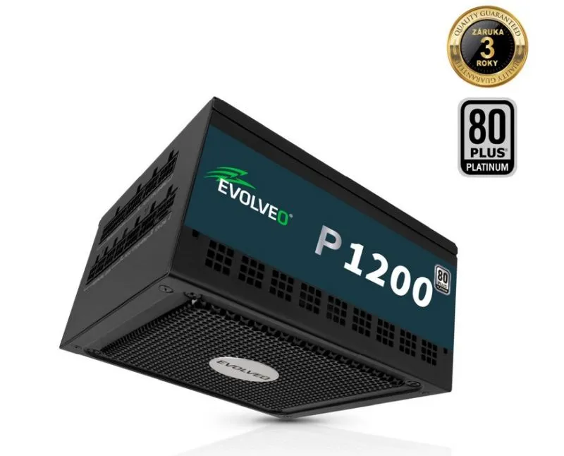 EVOLVEO P1200 zdroj 1200W, 80+ PLATINUM, ATX 3.1, PCIe 5.1, aPFC, 140 mm ventilá