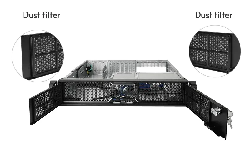 CHIEFTEC skříň Rackmount 2U mATX/ATX, UNC-209S-B, 400W PSU, Black