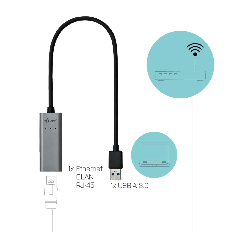 i-Tec USB3.0 METAL Gigabit Ethernet 10/100/1000 adaptér, LED, RJ45
