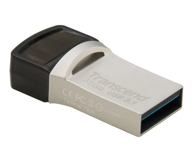 Transcend 32GB JetFlash 890, USB-C/USB 3.1 duální flash disk, malé rozměry, stří