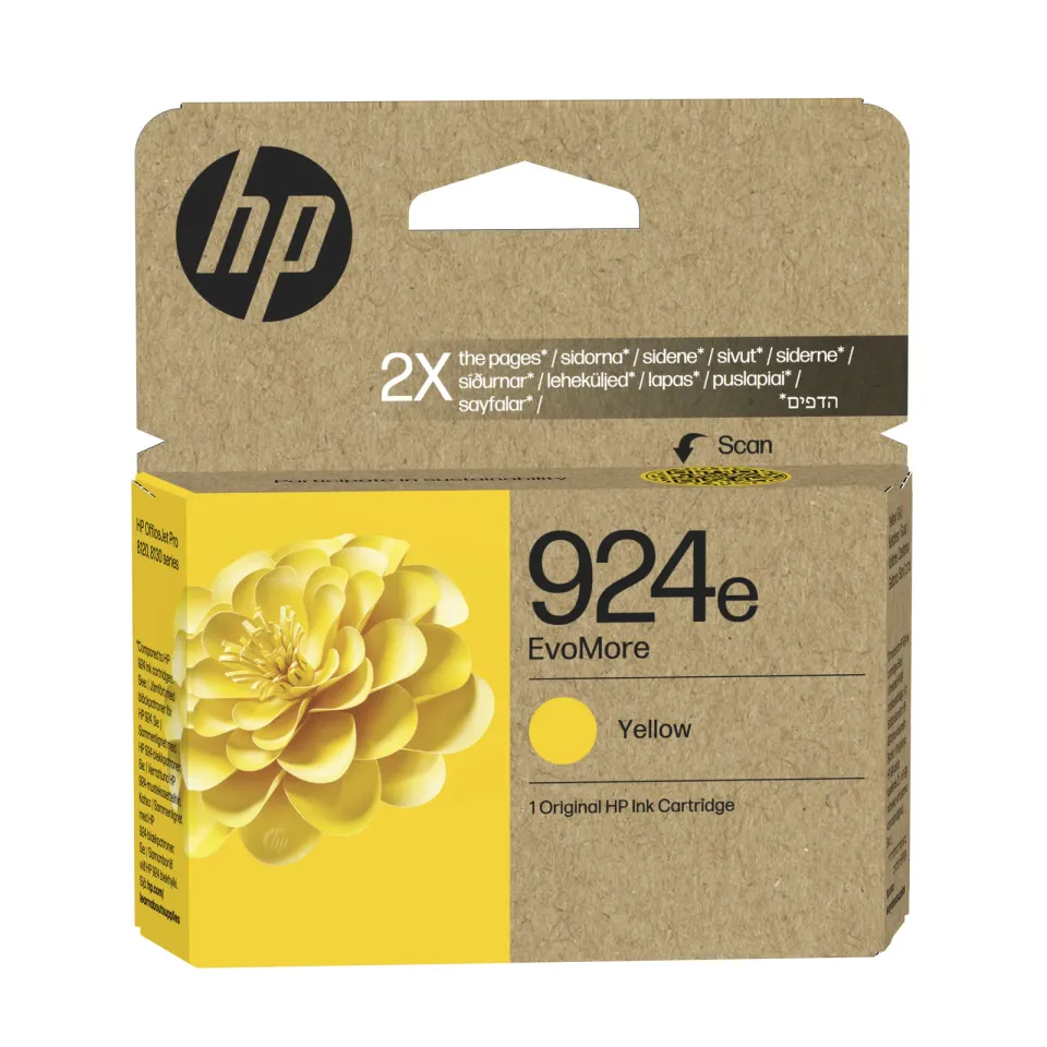 HP 4K0U9NE originální náplň žlutá č.924e yellow cca 800 stran (yellow, pro HP OfficeJet 8122e, 8132e)