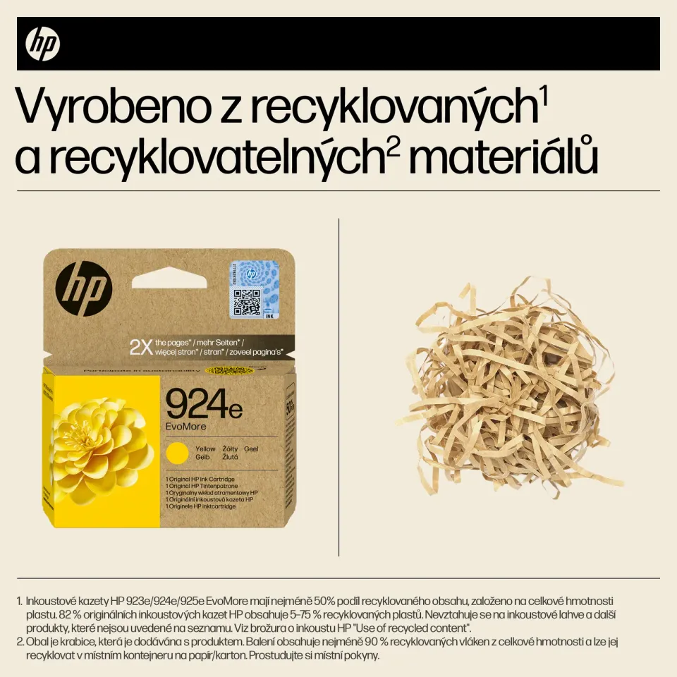 HP 4K0U9NE originální náplň žlutá č.924e yellow cca 800 stran (yellow, pro HP OfficeJet 8122e, 8132e)