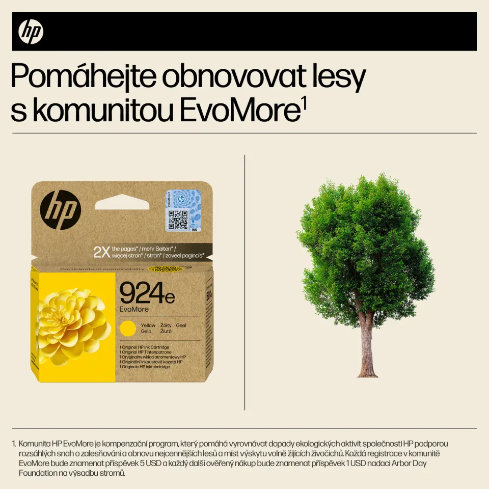 HP 4K0U9NE originální náplň žlutá č.924e yellow cca 800 stran (yellow, pro HP OfficeJet 8122e, 8132e)