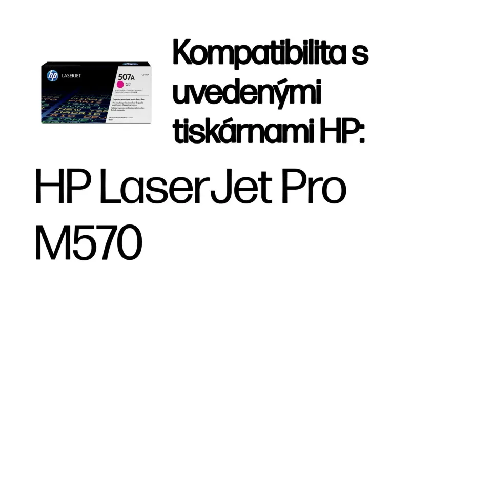 HP CE403A originální toner purpurový č.507A magenta 6000str. (pro CLJ M551, M570 purpurový)