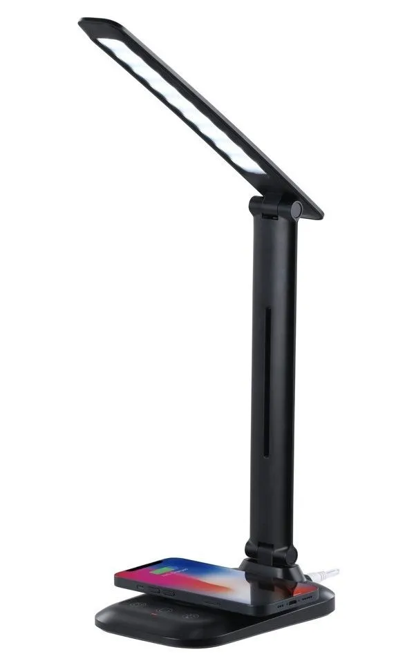 IMMAX LED stolní lampička LUMI/ Qi nabíjení/ 7W/ 300lm/ 12V/2A/ stmívatelná/ černá