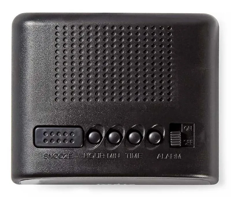 NEDIS digitální stolní budík/ LED displej/ funkce odloženého buzení/ jeden alarm/ černý