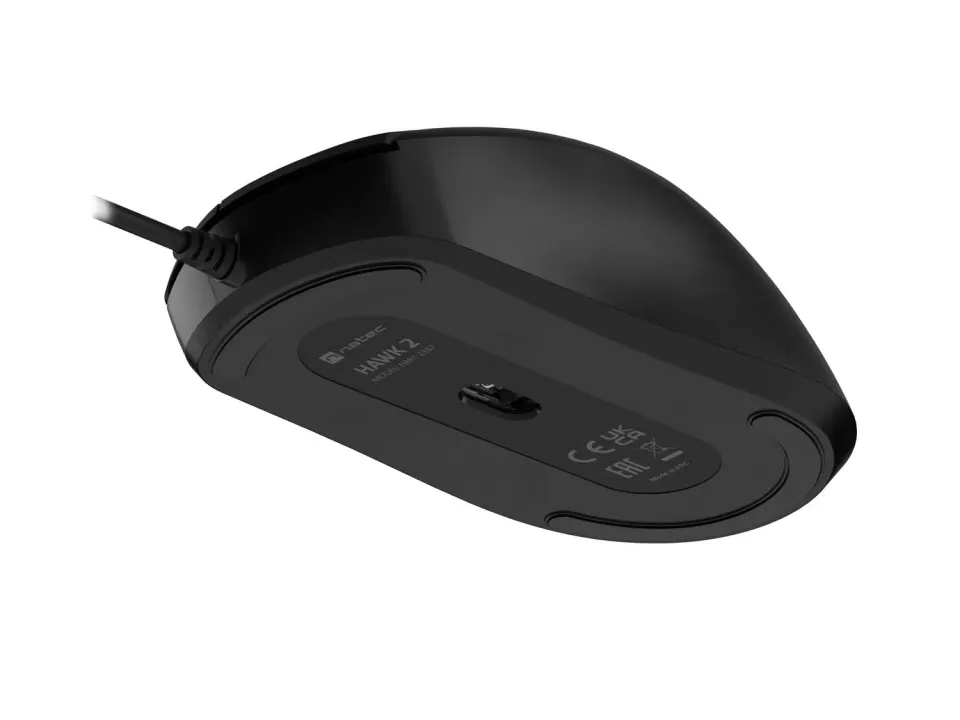 Natec laserová myš HAWK 2/Kancelářská/Laserová/2 400 DPI/Drátové USB-A/Černá