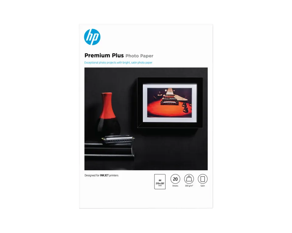 HP Premium Plus Semi-gloss Photo Paper-20 sht/A4/210 x 297 mm, 300 g/m2, CR673A
