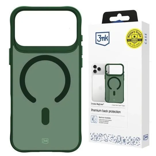 3mk ochranný kryt Smoke MagCase Green pro Apple iPhone 17 Pro / 18 Pro