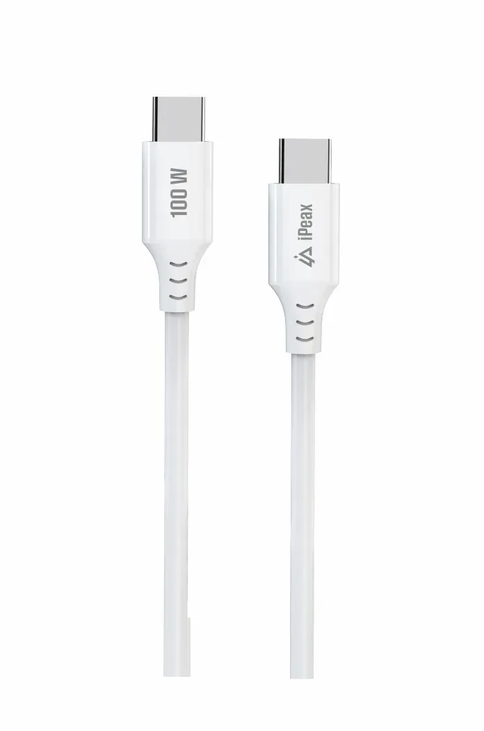 TPU KABEL USB-C / USB-C 1,5M, 5A, 100W BÍLÝ