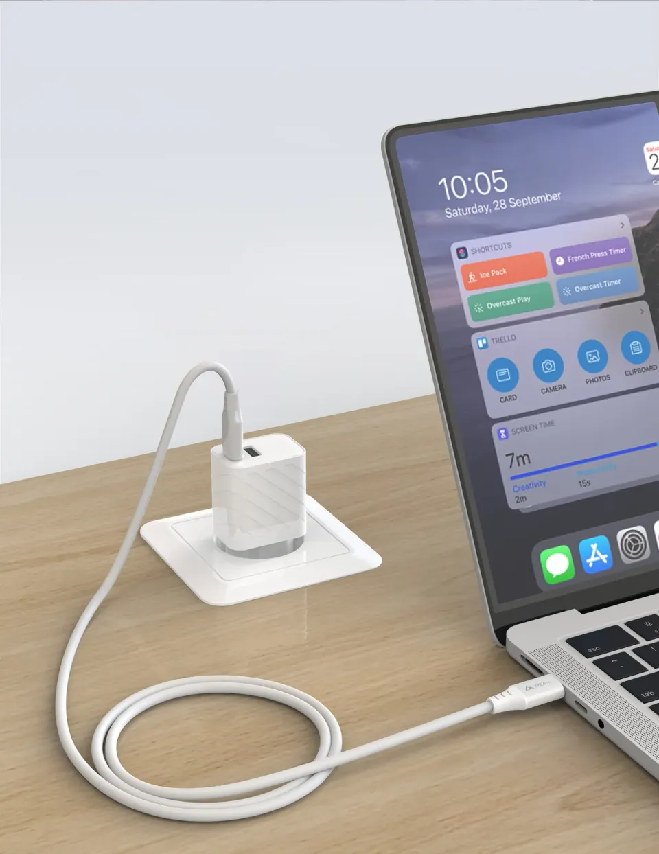 TPU KABEL USB-C / USB-C 1,5M, 5A, 100W BÍLÝ