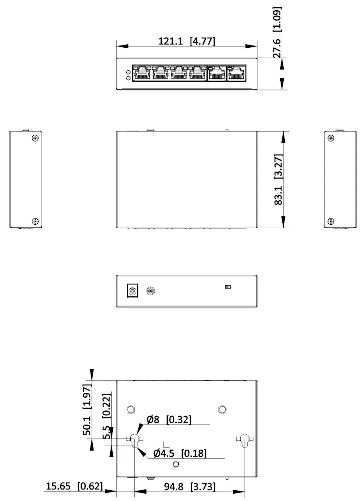HiLook Powered by HIKVISION switch NS-0106P-45(B)/ 4x port/ 10/100 Mbps RJ45 ports PoE / 2x 100 Mbps uplink