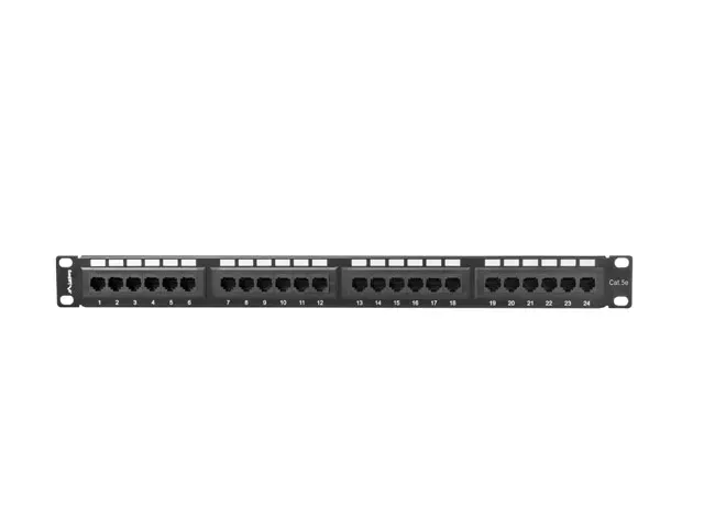 LANBERG PATCH PANEL 24 PORTŮ 1U 19" CAT.5E UTP ČERNÝ