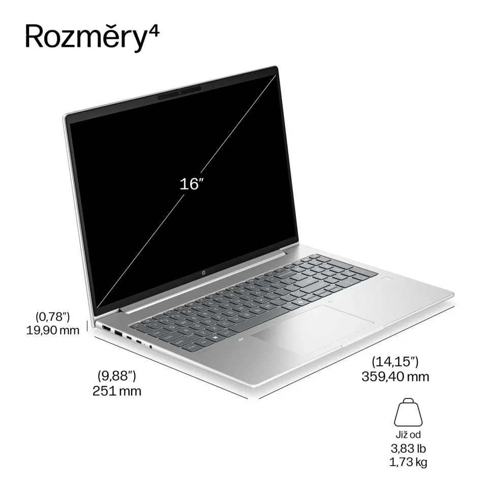 HP NTB ProBook 4 G2a 16" R7-250 WUXGA 300FHD, 1x16GB, 512GB, WiFi6E, BT, backlit keyb,bez adapteru, Win11Pro,3y PUR