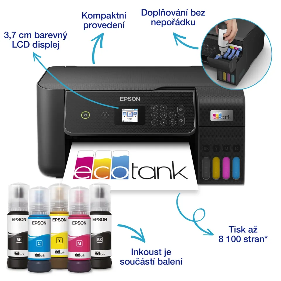 EPSON EcoTank L3280, inkoustová multifunkční tiskárna