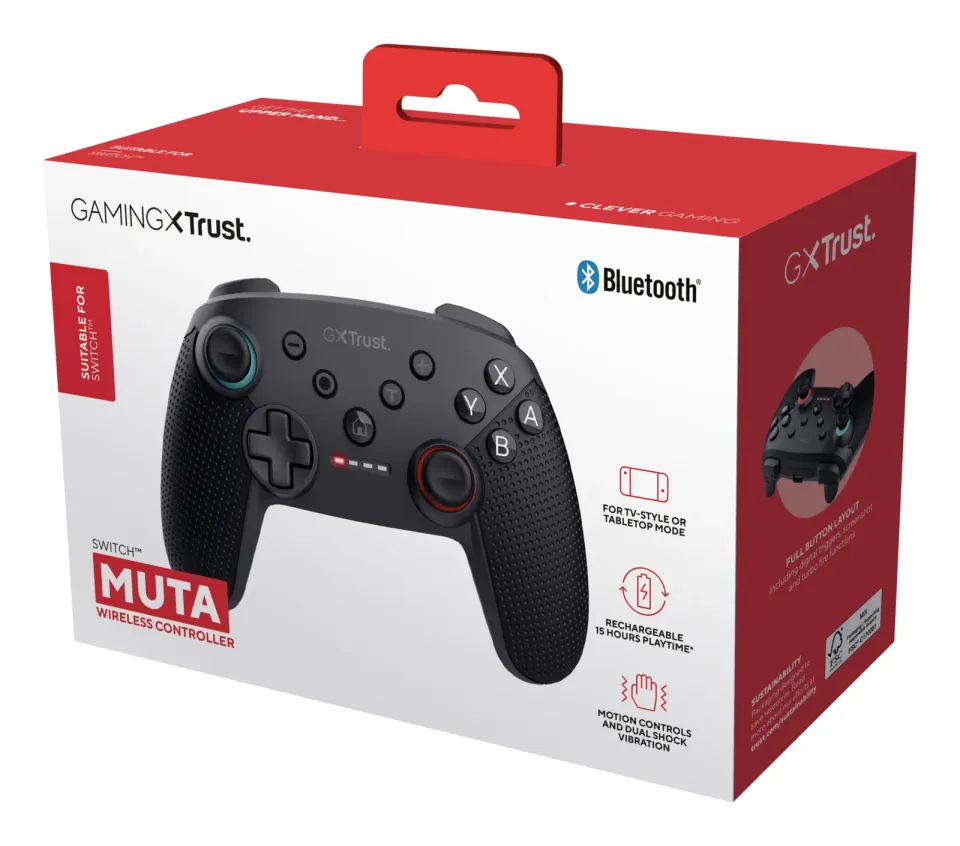 TRUST Gamepad GXT 1246 Muta, pro Nintendo Switch, Bluetooth, černá