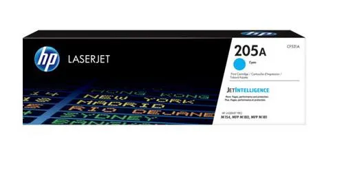 HP CF531A originální toner azurový č.205A cca 900str. (pro CLJ PRO M154, M180, M181, cyan)