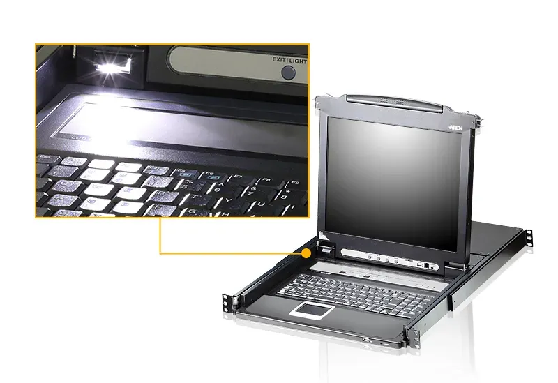 ATEN CL5708N-ATA-G SINGLE RAIL 8P PS/2-USB LCDKVMP 19INCH W/LED LIGHT/USA KB/EU