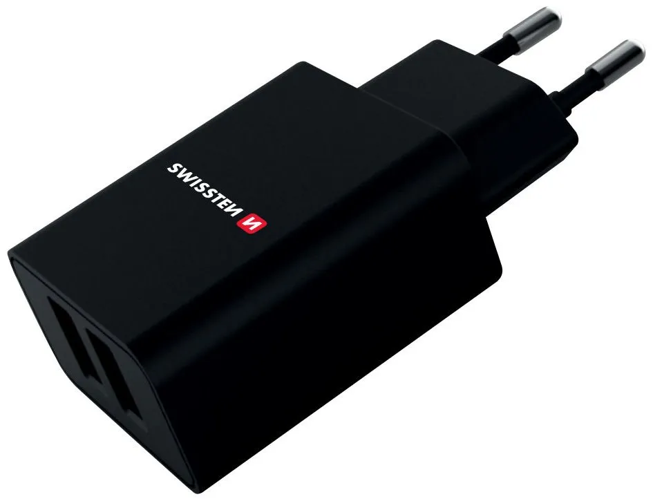 Swissten Síťový Adaptér Smart Ic 2X Usb 2,1A Power + Datový Kabel Usb / Type C 1,2 M Černý