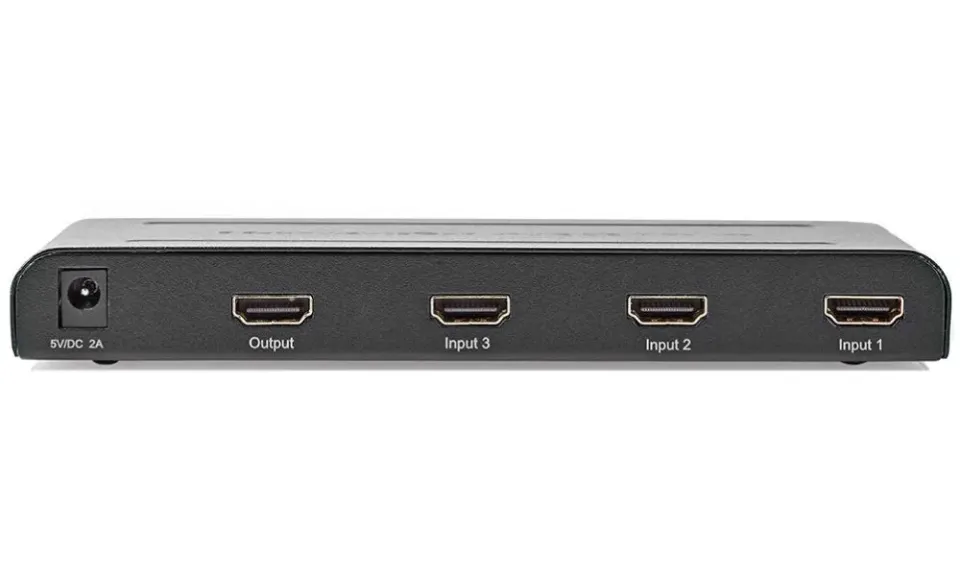 NEDIS HDMI přepínač/ 3x HDMI vstup/ 1x HDMI výstup/ 4K@60Hz/ dálkové ovládání/ box/ kov/ antracit
