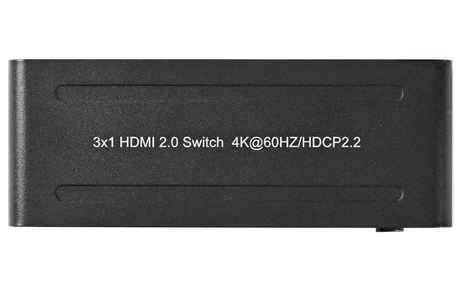 NEDIS HDMI přepínač/ 3x HDMI vstup/ 1x HDMI výstup/ 4K@60Hz/ dálkové ovládání/ box/ kov/ antracit