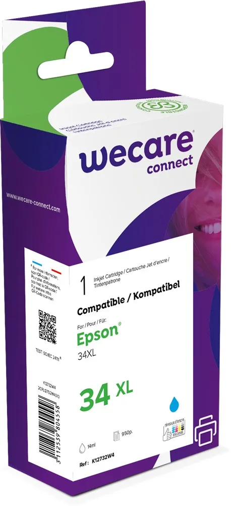 WECARE ARMOR ink kompatibilní s EPSON C13T34724010,modrá/cyan