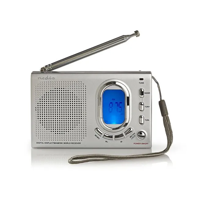 Nedis RDWR1000GY- FM Rádio Přenosné | AM / FM/ SW | Napájení z baterie/Síťové |