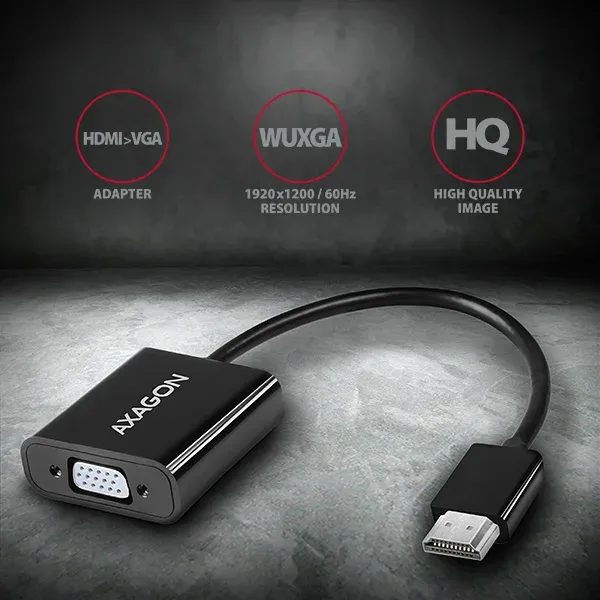 AXAGON RVH-VGAN, HDMI -> VGA AKTIVNÍ redukce / adaptér, FullHD, audio výstup, mi