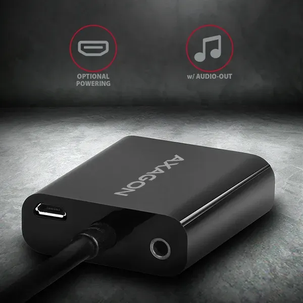 AXAGON RVH-VGAN, HDMI -> VGA AKTIVNÍ redukce / adaptér, FullHD, audio výstup, mi
