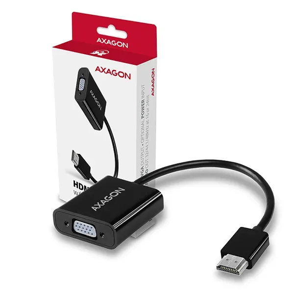 AXAGON RVH-VGAN, HDMI -> VGA AKTIVNÍ redukce / adaptér, FullHD, audio výstup, mi