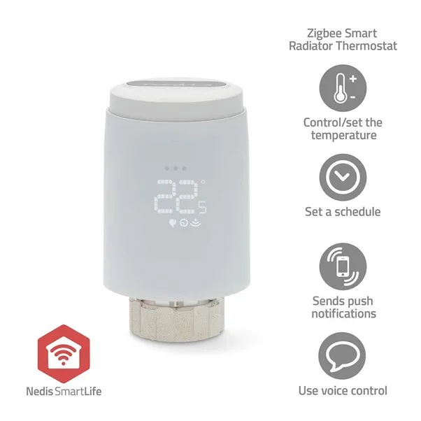 Nedis ZBHTR20WT - Řízení Radiátorů SmartLife| Zigbee 3.0 | Napájení z baterie |