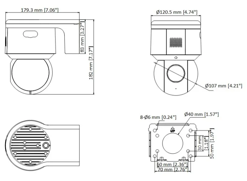Hikvision DS-2DE3A404IWG-E - 4MPix IP PTZ kamera; 4x ZOOM, IR 50m, Audio, Alarm, mikrofon, reproduktor, blikač