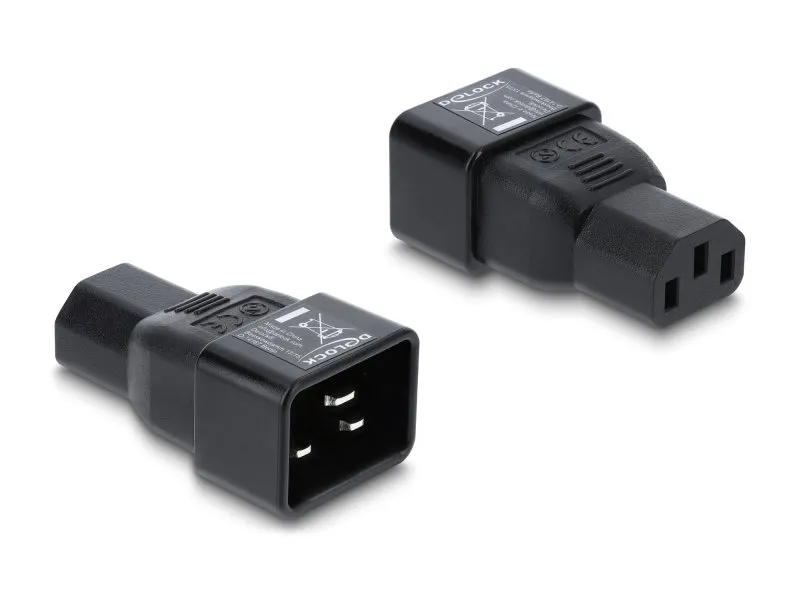 Delock Napájecí adaptér IEC 60320 – z C20 na C13, zástrčka / zásuvka, 10 A, přím