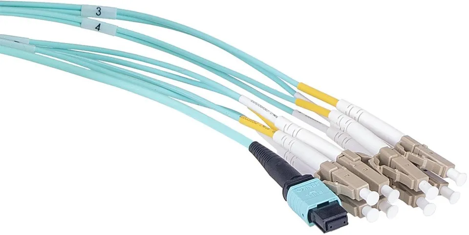 Masterlan optický MPO patch cord, MPOupc female/4xLCupc duplex, MM, OM3, 8, Typ B, 2m