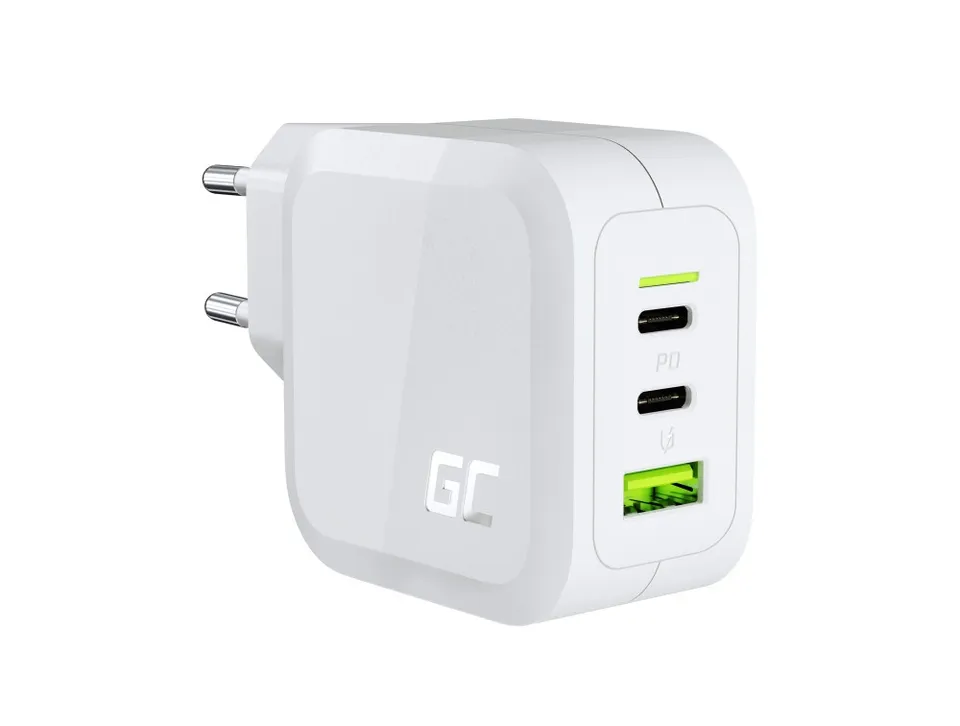 Green Cell bílá 65W GaN GC PowerGan nabíječka do zdi pro notebook, MacBook, tele