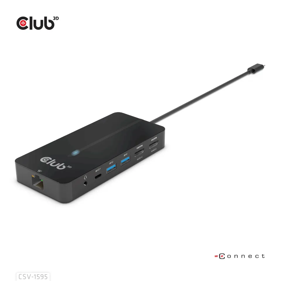 Club3D hub USB-C, 7-in-1 hub s 2x HDMI, 2x USB Gen1 Type-A, 1x RJ45, 1x 3.5mm audio, 1x USB Gen1 Type-C, 100W PD