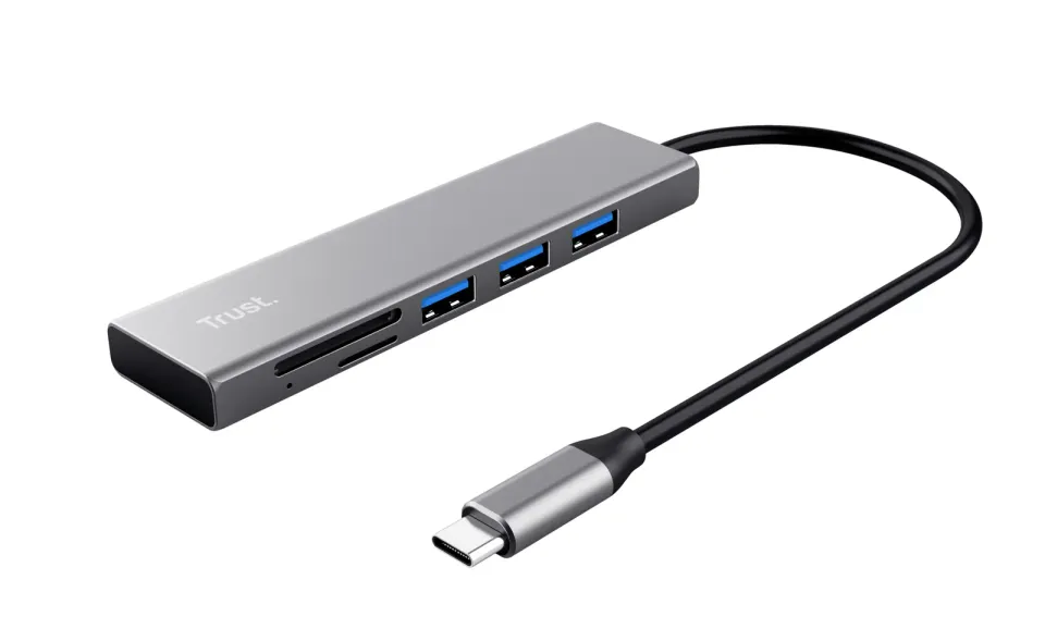 TRUST rozbočovač HALYX, Fast USB-C Hub & Card reader