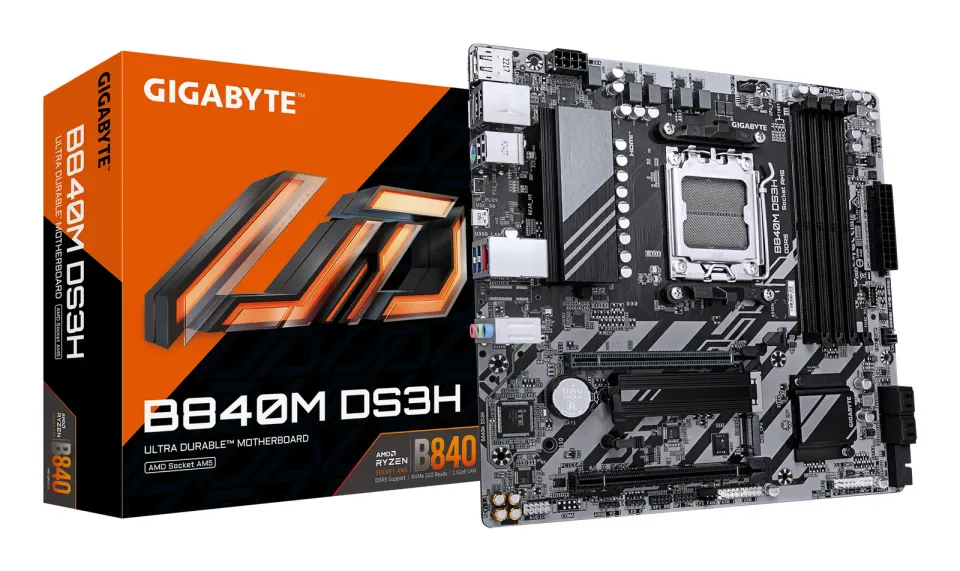 GIGABYTE MB Sc AM5 B840M DS3H, AMD B840, 4xDDR5, 2xDP, 1xHDMI, mATX