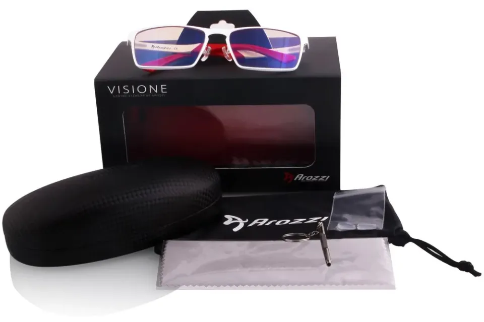 AROZZI herní brýle VISIONE VX-800 White/ bíločervené obroučky/ jantarová skla