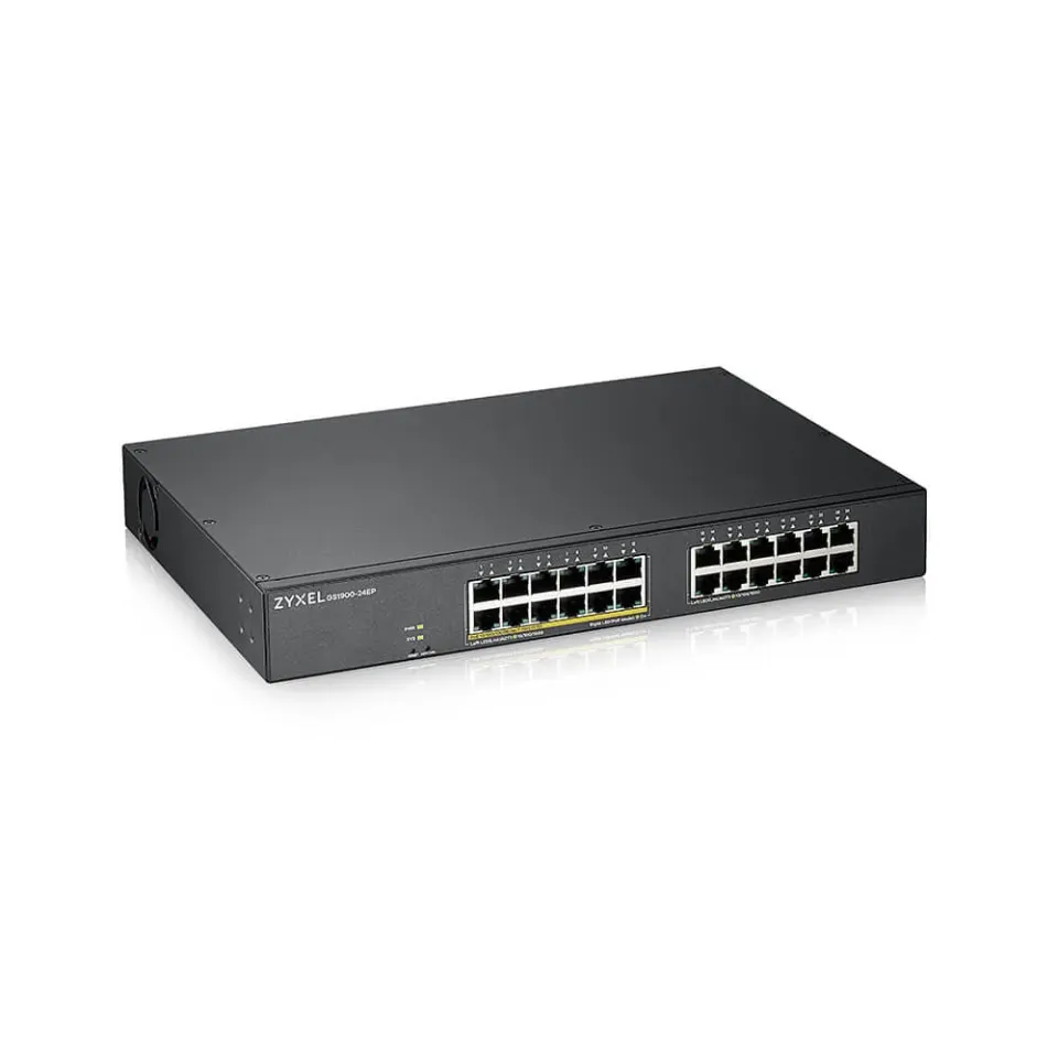 Zyxel GS1900-24EP 24-port Gigabit Smart Managed PoE Switch, 24x gigabit RJ45 (z toho 12x PoE), PoE budget 130W