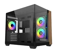 Cooler Master case Elite 481 Wood, mATX, Průhledná bočnice, 3x 120mm ARGB Fan, Černá