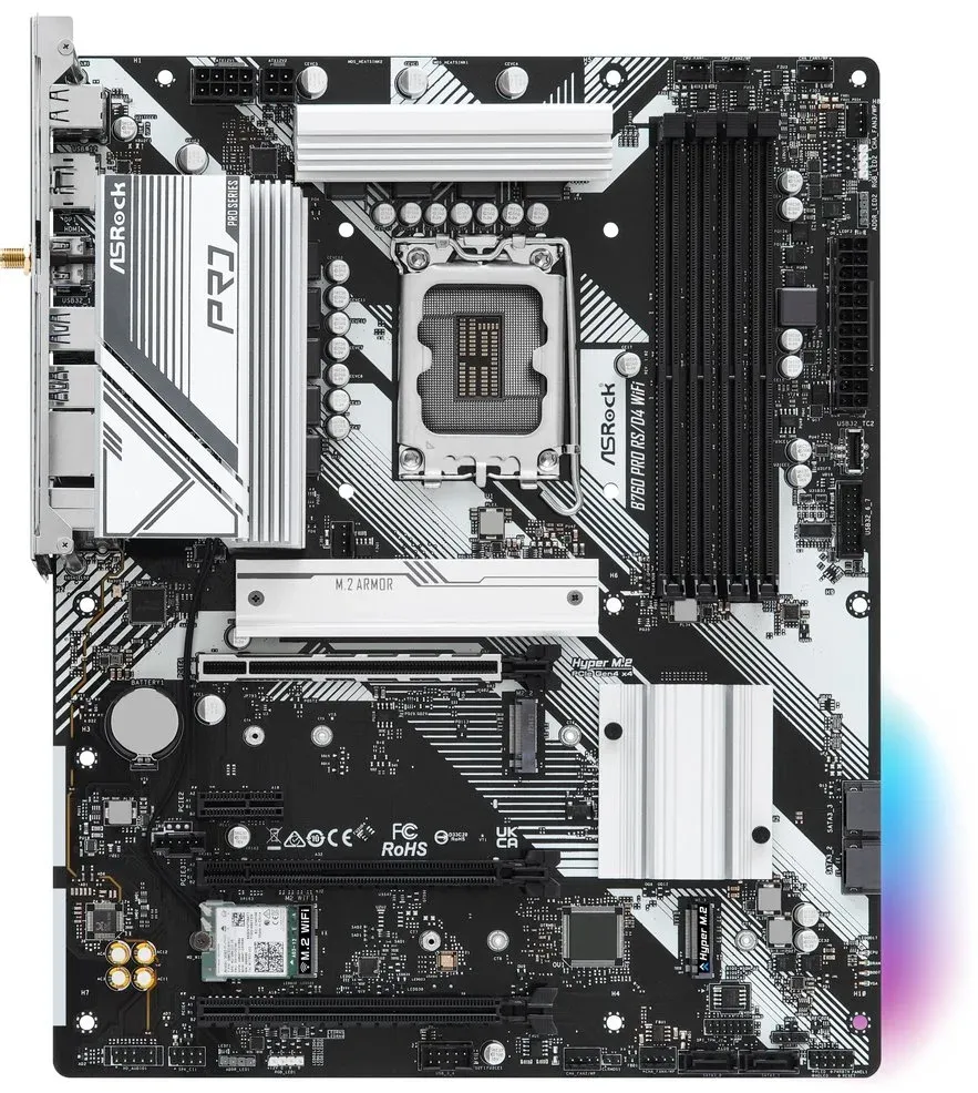 OPRAVENÉ - ASRock B760 PRO RS/D4 WIFI / Intel B760 / LGA1700 / 4x DDR4 / 3x M.2 / HDMI / DP / USB-C / WiFi / ATX