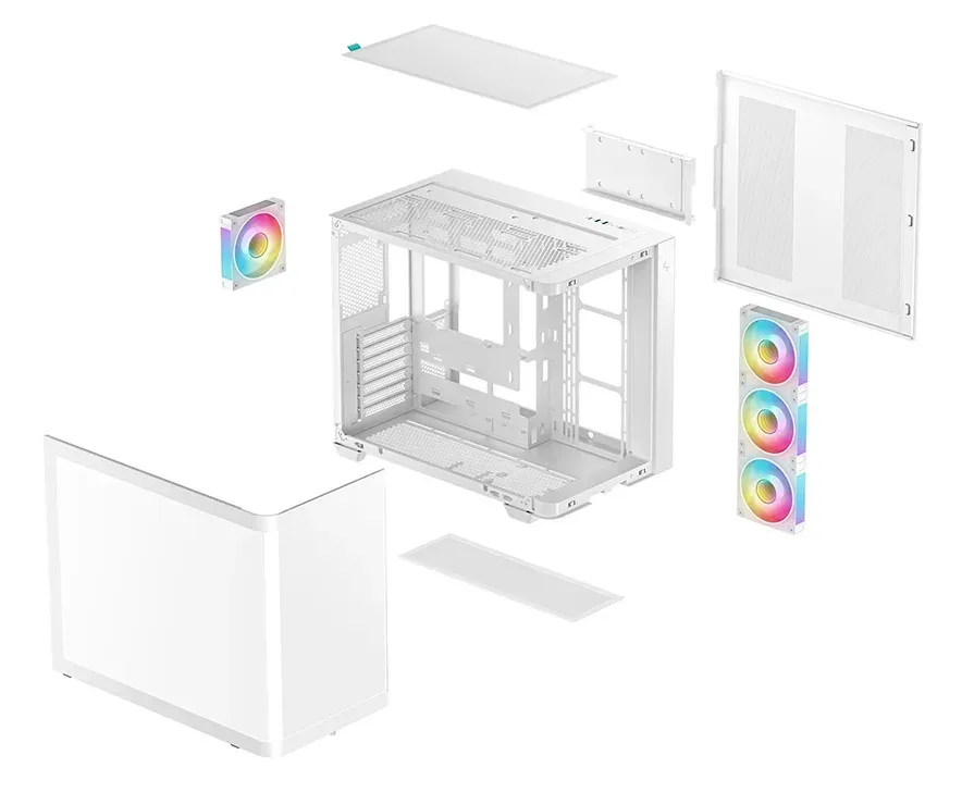 DEEPCOOL Case CG530U 4F WH, ATX, Průhledná bočnice, 4x120mm ARGB Fan, bílá