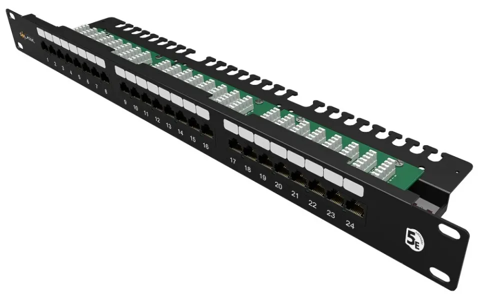 Solarix Patch panel 24 x RJ45 CAT5E UTP s vyvazovací lištou 1U SX24L-5E-UTP-BK-N