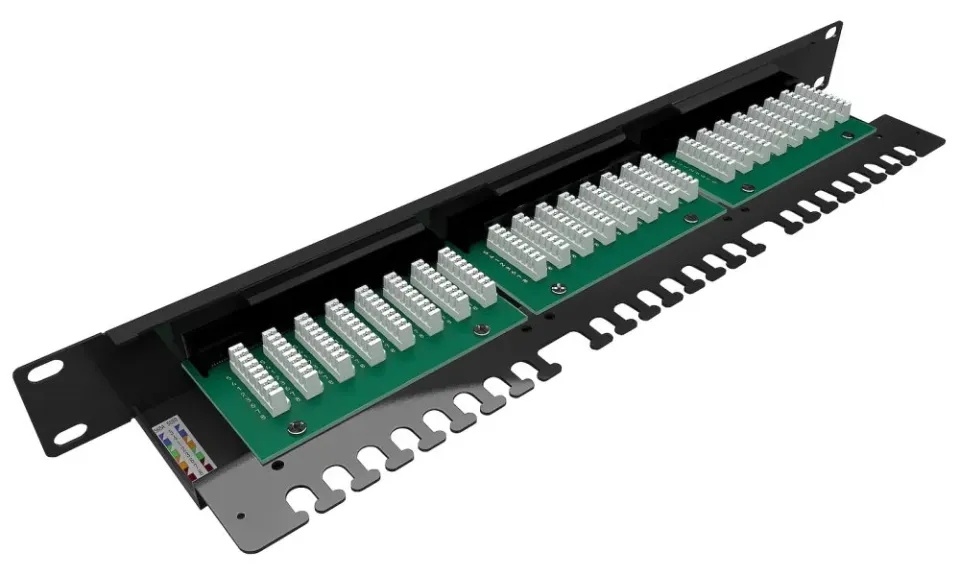Solarix Patch panel 24 x RJ45 CAT5E UTP s vyvazovací lištou 1U SX24L-5E-UTP-BK-N