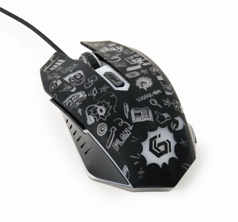 Gembird Myš MUS-6B-GRAFIX-01, černá s grafickým potiskem, USB