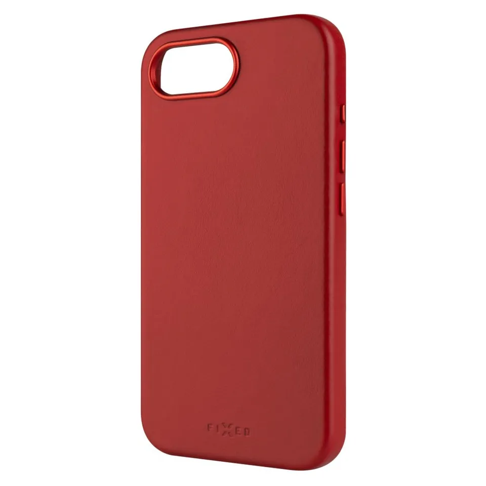 FIXED MagLeather kožený kryt iPhone 16e, červený